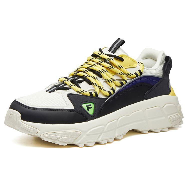Fila Fusion Skyrunner Сетчатые Шнуровка Амортизирующие Прочные Дышащие Низкие Папины Кроссовки Женские Кроссовки Черный Белый Желтый T12W044102FBS