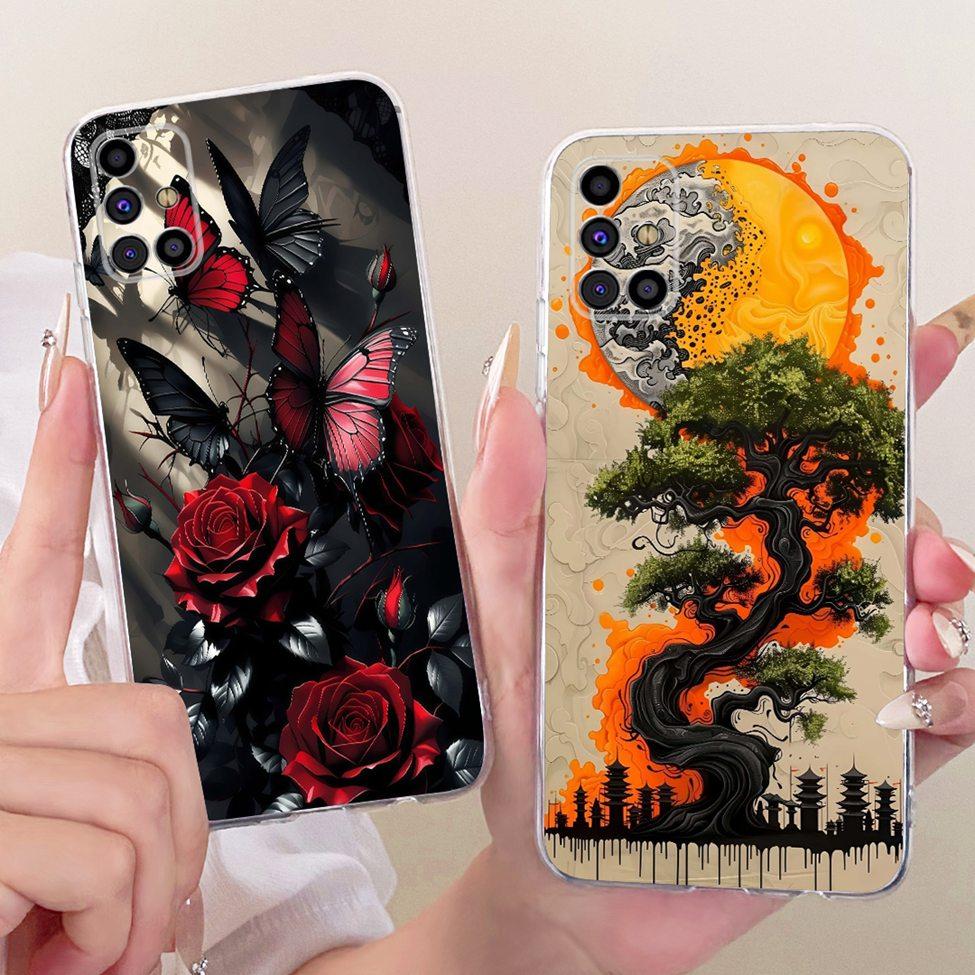For Samsung M31s Case SM-M317F Transparent Cute Cat Fashion Butterfly Funny Painted Casing For Samsung Galaxy M31s Cover