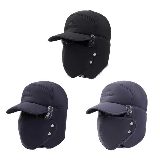 Unisex Winter Hat Thickened Fleece Lined Ear Protection Windoroof Buckle Fasten Heat Retention