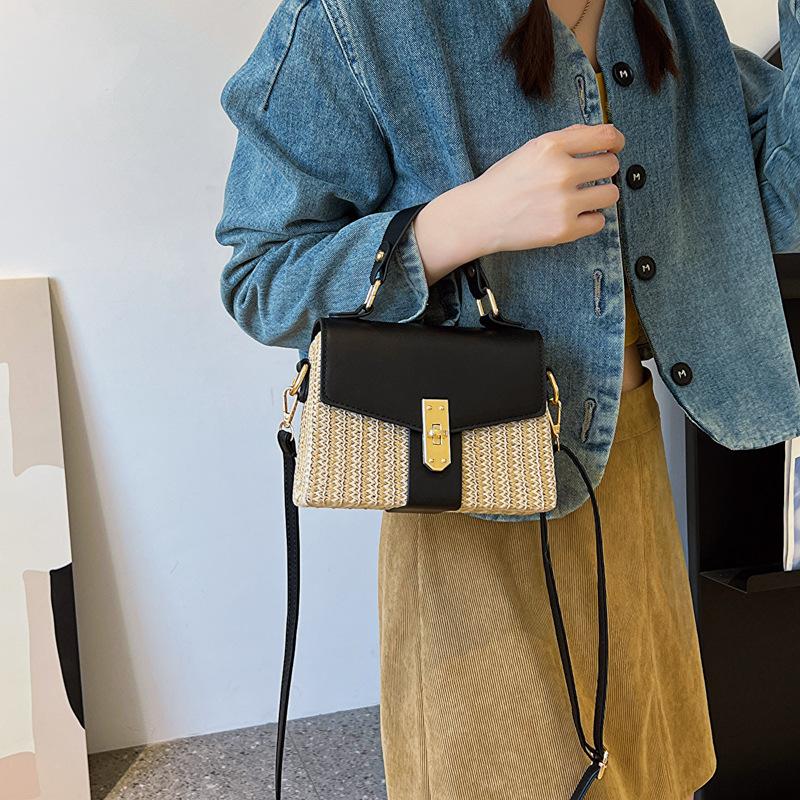 Модная портативная маленькая сумка женская сумка новая модная текстурная сумка-мессенджер летняя соломенная плетеная сумка на плечо тренд