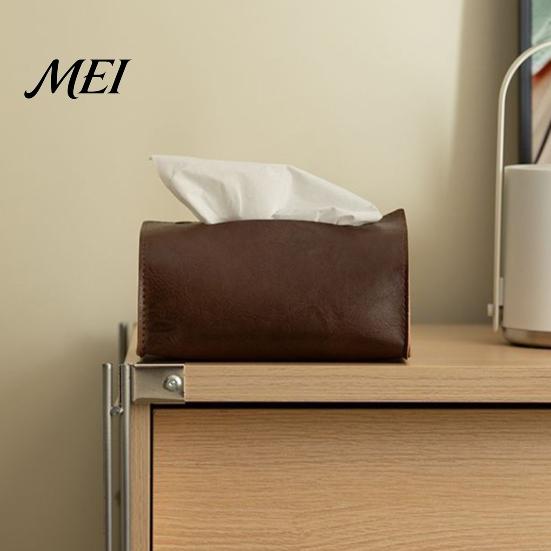 Modern Home Decor PU Leather Tissue Box, Foldable Retro Style Holder, Dining Room Organizer Decorative Desktop Organizer, for Office Desk Car