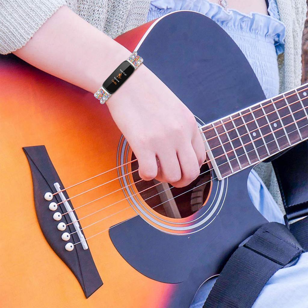 Для Fitbit Inspire 3 Жемчужный Декор Регулируемый Плетеный Веревочный Наручный Ремешок Стильный Ремешок для Смарт-часов