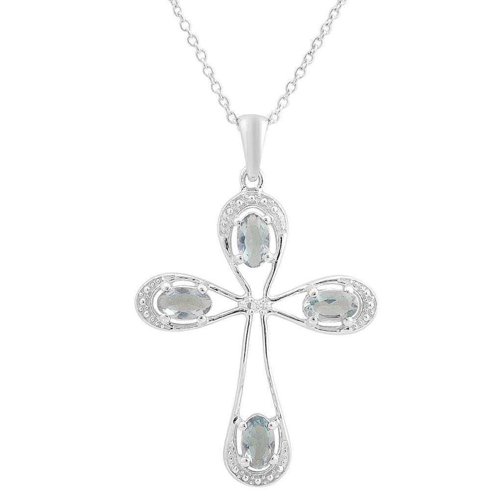 Серебряное колье с топазом Лондон Блю 0.629ct, вес изделия 3,75 гр (2167648)