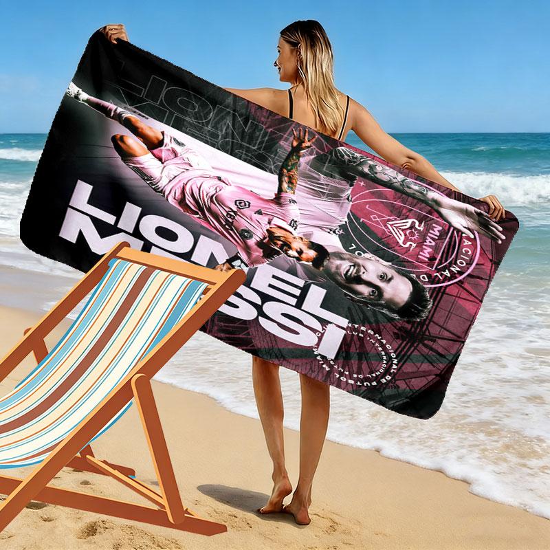 Messi Supremacy Print Beach Towel, Large Soft Quick Dry Towel for Beach Camping Swimming