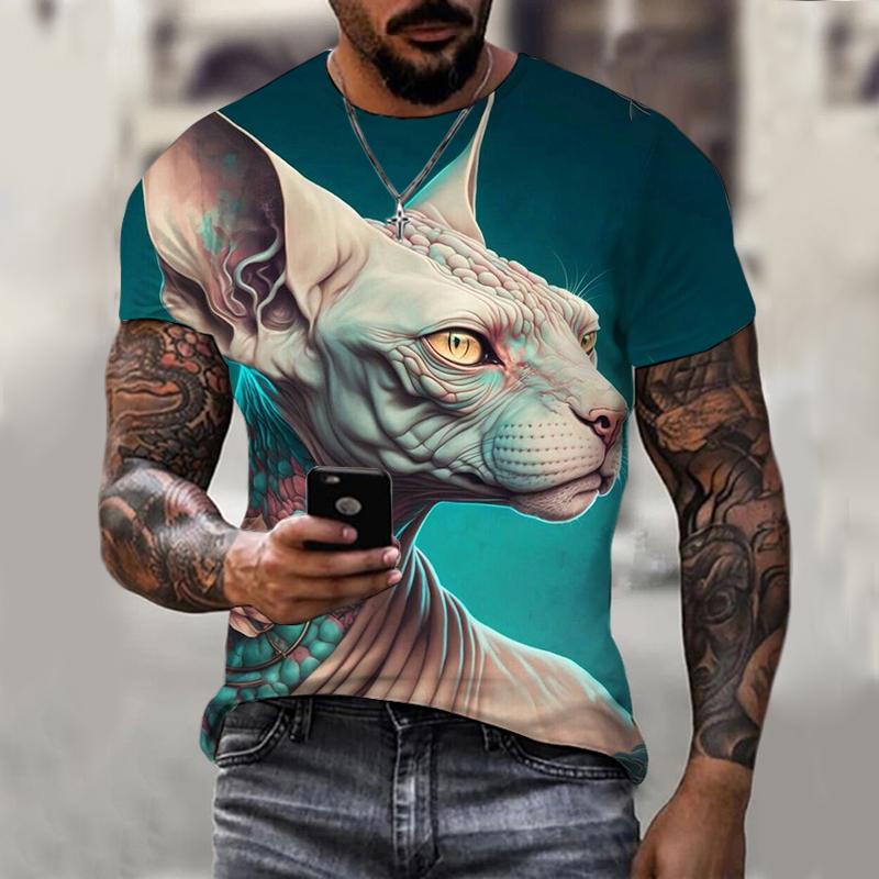 Summer Round Neck 3D Print Dog Graphics Top Fashionable Casual Short Sleeved Men's T-shirts