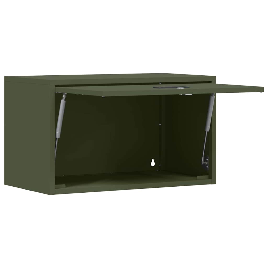 Wall Mounted Garage Cabinet with Gas Spring Door Olive Green