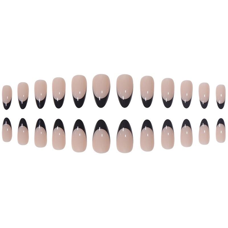 French Tip Almond Shape Press-On Nails Gel Adhesive False Nail Tips Women FS-05