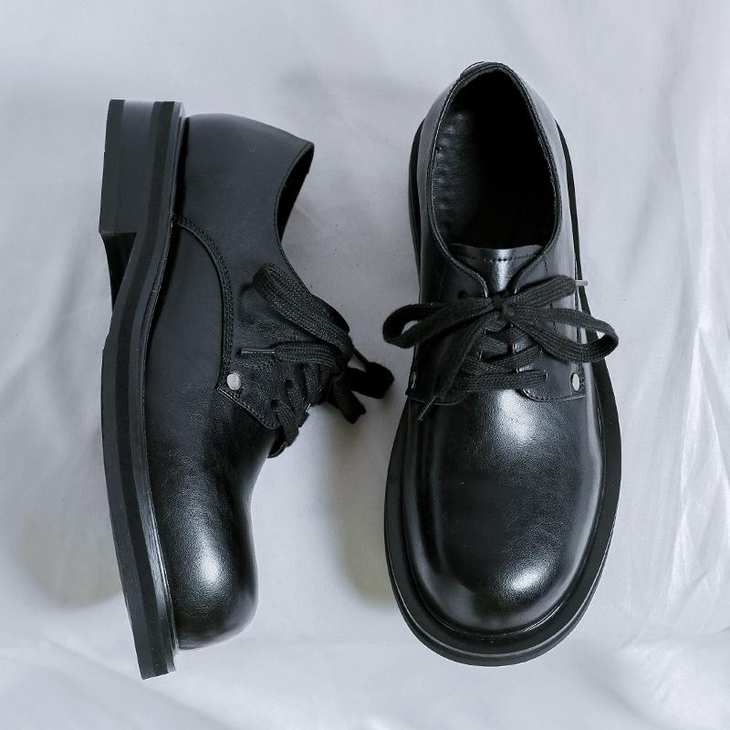 Модные брендовые повседневные кожаные туфли мужские на высокой подошве на платформе японские Харадзюку корейские уличные модные деловые свадебные кожаные туфли