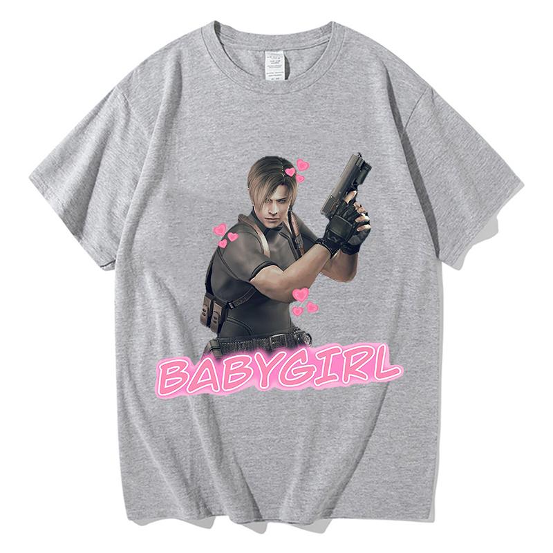Leon Kennedy Tee Summer Short Sleeve Loose Male Tshirts Unisex Streetwear Pure Cotton Fashion Design Graphic Merch Tops Clothes