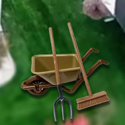 3x 1/12 Кукольный домик Сельскохозяйственные инструменты Собранная тележка Декор для сцены жизни в доме