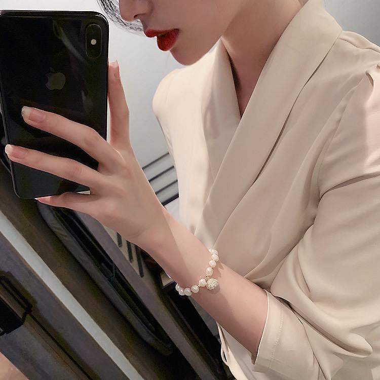 Браслет из пресноводного жемчуга в стиле барокко в корейском стиле - дизайн ракушки «кошачий глаз», простые украшения для студентов и подруг