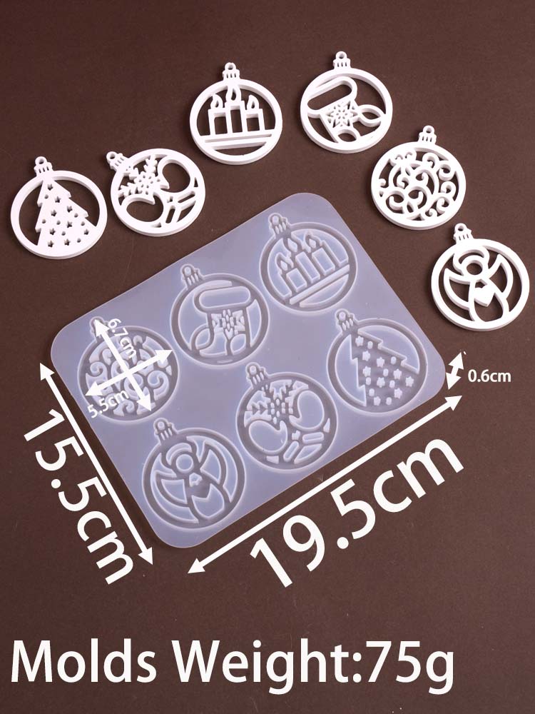 Серия «Сделай сам» Рождественская круглая силиконовая форма Ручная работа Рождественская елка Колокольчик Снежинка Гипс Смола Подвеска для украшений Формы для поделок