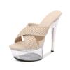 Women Clear Platform Heels Slipper Fashion Nightclub Transparent Thin Heel 15CM Woven Sandals LFD
