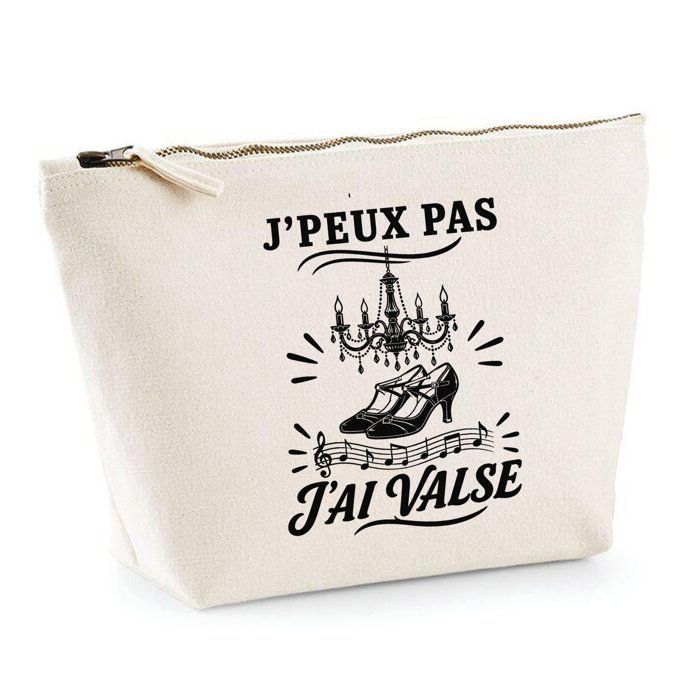 Trousse de toilette - PLANETEE - J’peux pas j’ai Valse (minimaliste) - Beige - 100% coton - 3 L
