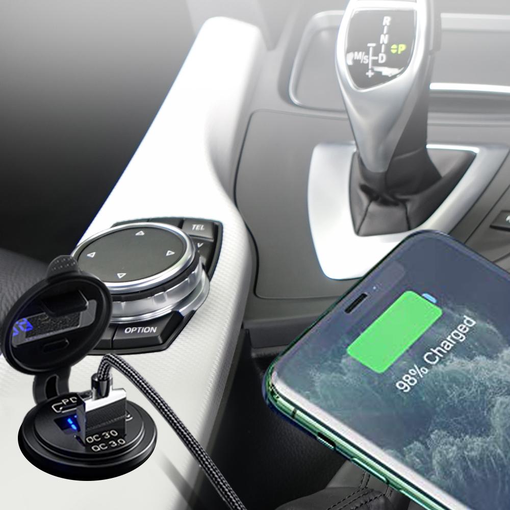 60 Вт PD Тип C/QC 3.0 USB зарядное устройство с выключателем розетка адаптер питания водонепроницаемый для 12 В 24 В автомобиля грузовика лодки автофургона мотоцикла