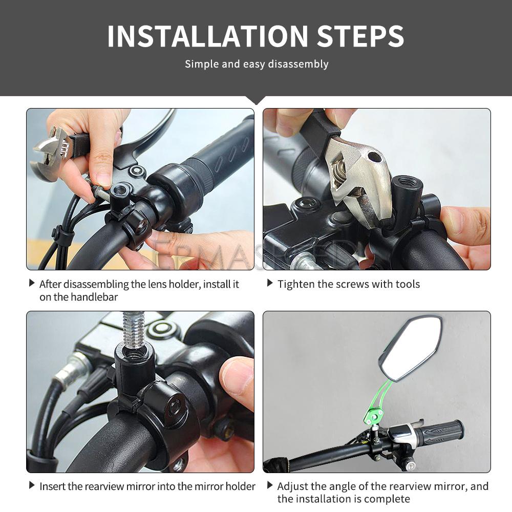 Зеркала заднего вида для мотоцикла и велосипеда, универсальные, регулируемые, 22 мм, боковые зеркала заднего вида на руль для скутера, электровелосипеда