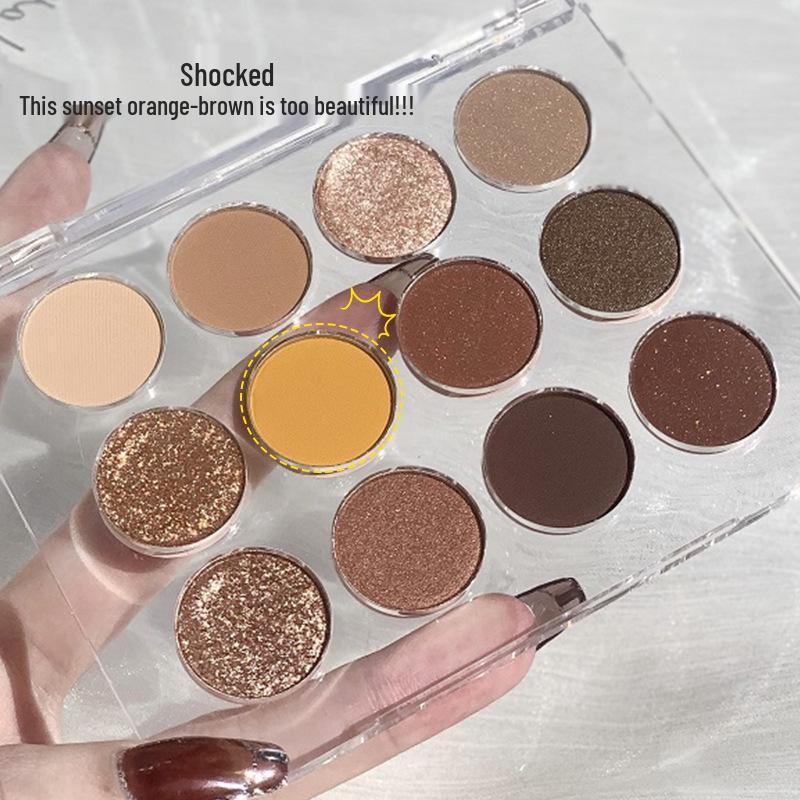 Доступная палетка теней для век из 12 цветов: Перламутровый, Матовый, Молочный чай, Землистые тона
