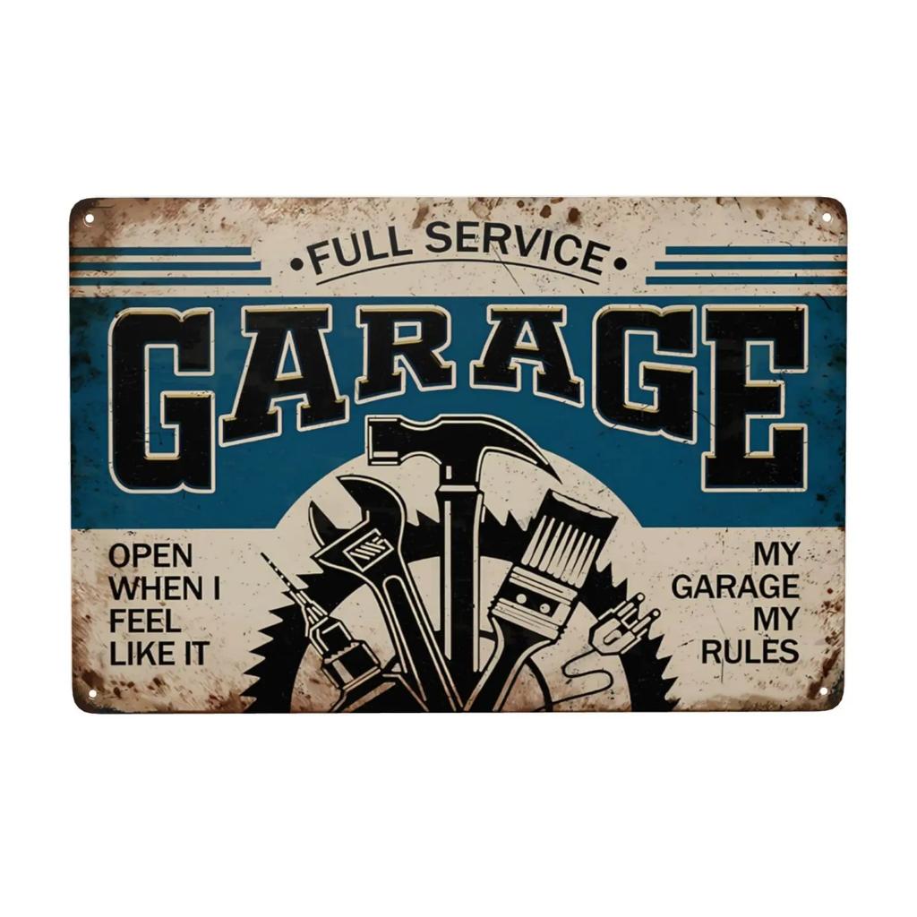 1pc, Full Service Garage Sign,Mechanic Car Service Parts Repairs Vintage Metal Signs for Cafe Bar Shop Wall Decor 8x12 Inch