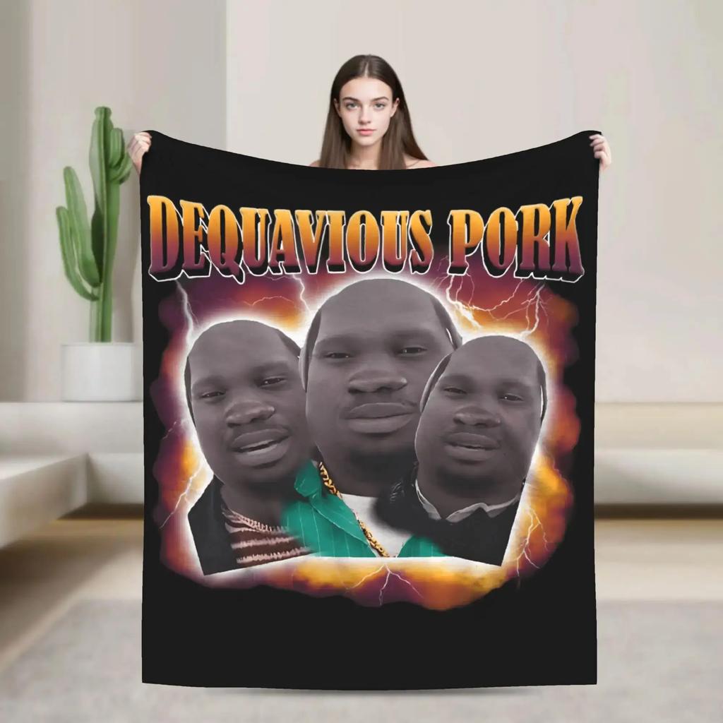 Super Soft Funny Meme Throw Blanket  John Pork Shoutout Design Comfortable Bedspread for Kids Bedroom or Sofa Decor