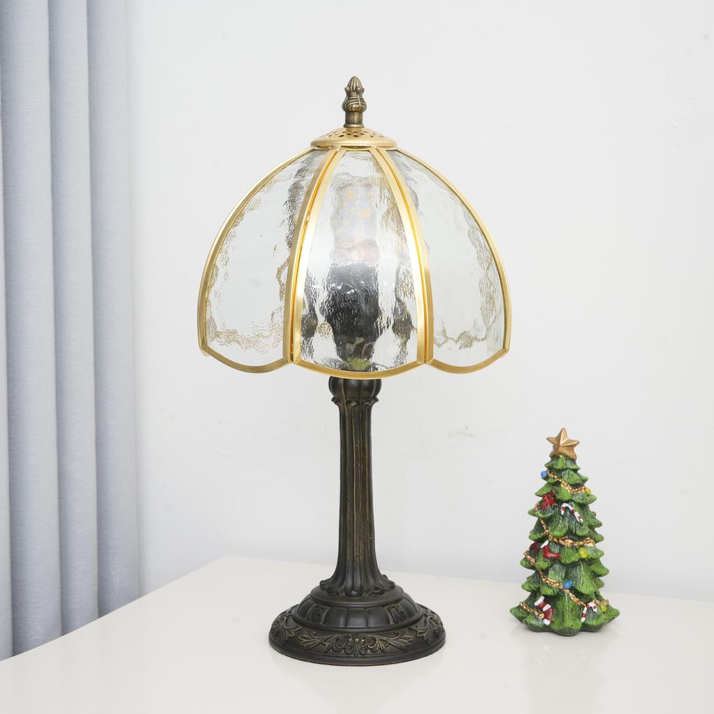 Современная лампа с абажуром из стекла и бронзовым основанием, 8 дюймов, домашний декор, настольная лампа с дизайном четырехлистного клевера для внутреннего освещения