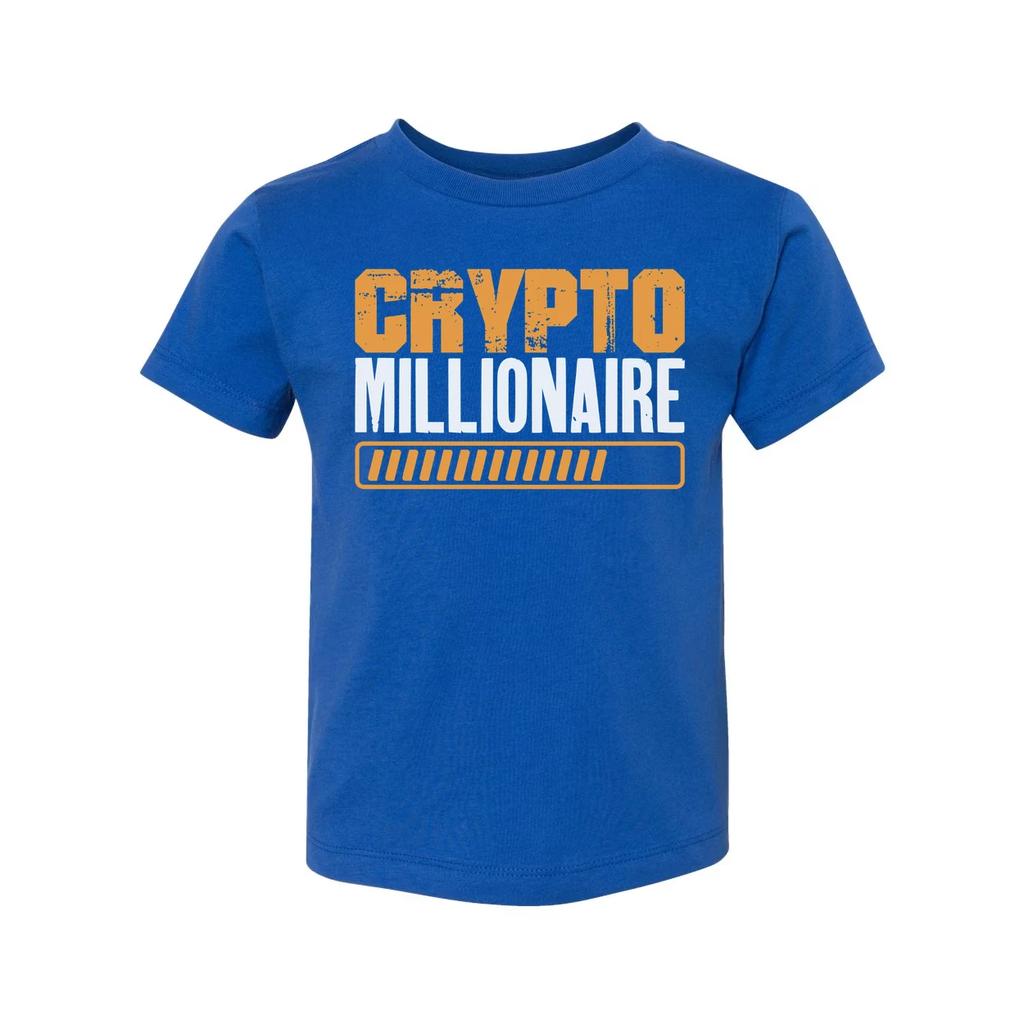 Crypto Millionaire Unisex T Shirt With Orange Graphic Print And Progress Bar Des