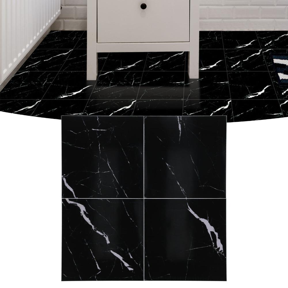 4Pcs Black (Dark Coffee) Self Adhesive Floor Decals Marble Tile Stickers  for Stairs