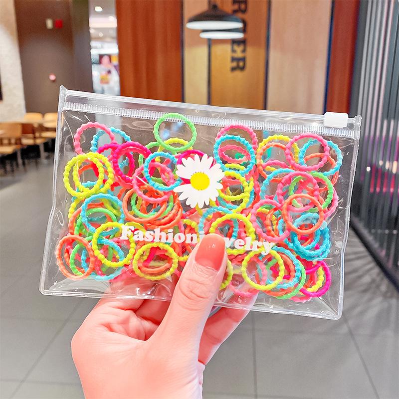 100 шт./пакет Простые практичные маленькие резинки для волос для девочек и детей, эластичные резинки для волос, аксессуары, резинка для волос, кольцо, головной убор