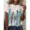 Summer Round Neck 3D Horse Pattern Printed Top Fashionable Casual Short Sleeved Women's T-shirts