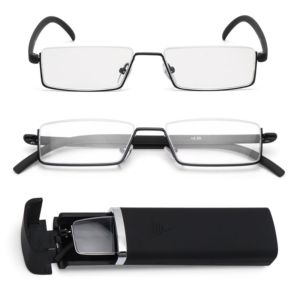 Очки Hinge TR90 для мужчин и женщин с защитой от напряжения глаз при пресбиопии, полуоправа для чтения с футляром