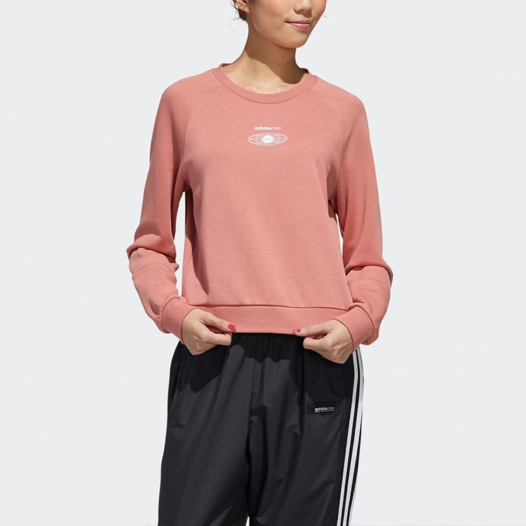 Adidas Нео повседневный спортивный свитер с круглым вырезом, женский свитшот, дымчато-серый, розовый GM2311