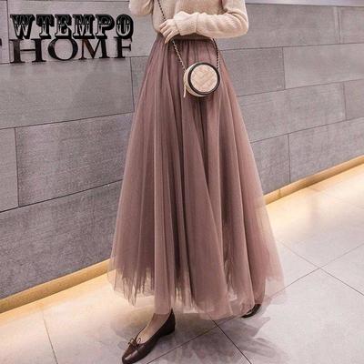 [3 слоя пряжи + внутренняя подкладка] Юбка средней длины Женская марлевая юбка из сетчатой ​​ткани Большая юбка из марлевой ткани средней длины Дышащая большая юбка из сетчатой ​​пряжи