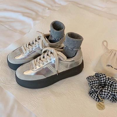 Женские повседневные кроссовки Su Yinyin Retro из натуральной кожи с кружевной окантовкой и толстой подошвой 2024 года