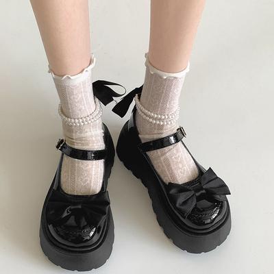 Белые французские туфли на платформе в стиле ретро, женские кожаные туфли 2025 года, новые осенне-зимние туфли Мэри Джейн с бантом и легким ртом