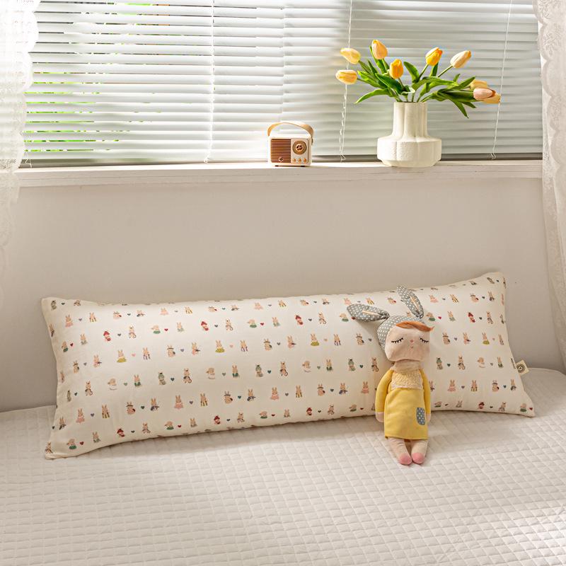 Двухслойная хлопковая марлевая длинная подушка для тела - Удобная боковая подушка, обнимающая ноги