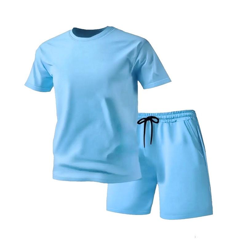 Mens Breathable Mesh 2-Piece Sportswear Set - Short Sleeve Tee Shorts Running Casual Wear