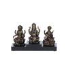 Ganesha Laxmi Saraswari On Base Cold Cast Bronze Resin Decorative Figurine, Brown,