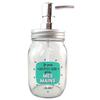 [Q0411] - Green 'Messages' Glass Soap Dispenser (I Care for My Hands... or Not!) - 18x8 Cm