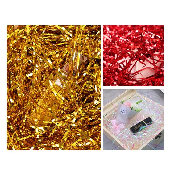 Мятая бумага Отличная декоративная пластиковая измельченная бумага Искрящаяся красная серебряная измельченная бумага Наполнитель Мятая бумага для фестиваля