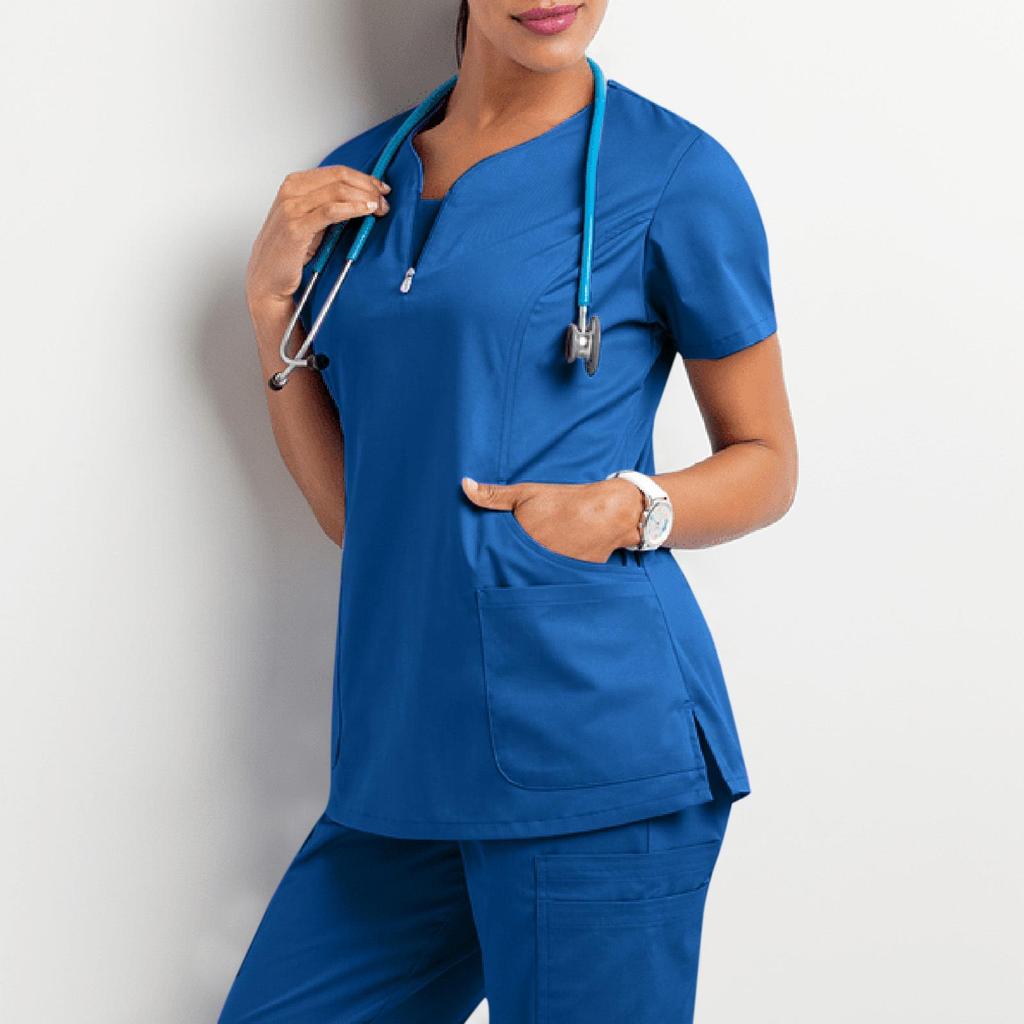 Women's Short Sleeve Scrub Top - Nurse/Surgeon Workwear T-Shirt Gown