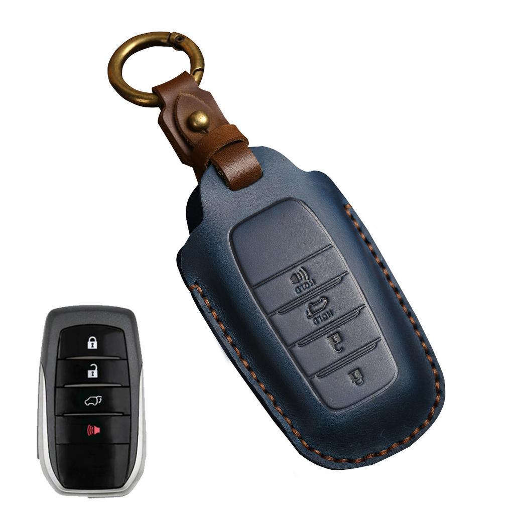 Кожаный чехол для ключа автомобиля с 2/3/4 кнопками для Toyota Camry CHR Corolla RAV4 Avalon Land Cruiser Prado Prius 2017 - 2022 Брелок