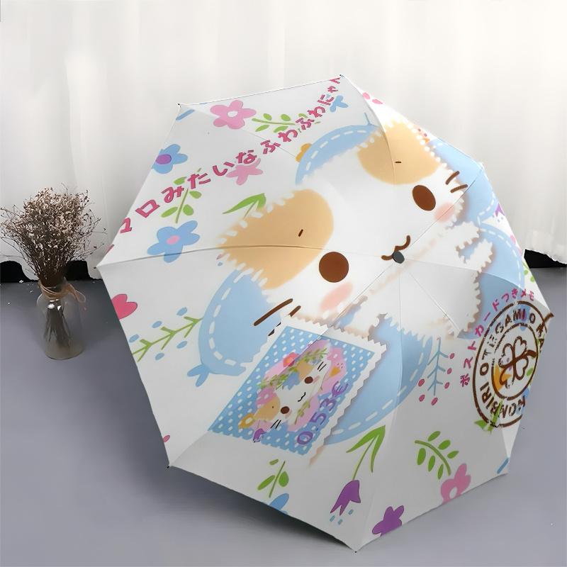 Mashumaro Automatic Folding Umbrella Simple 8 Rib Design, Bright Cartoon Pattern, Durable Iron Frame, Suitable For Travel, Outdoor, Beach Cu