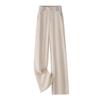 Women's Linen High-Waisted Wide-Leg Pants, Spring/Autumn 2024, Lightweight Straight-Leg for Casual or Formal Wear.