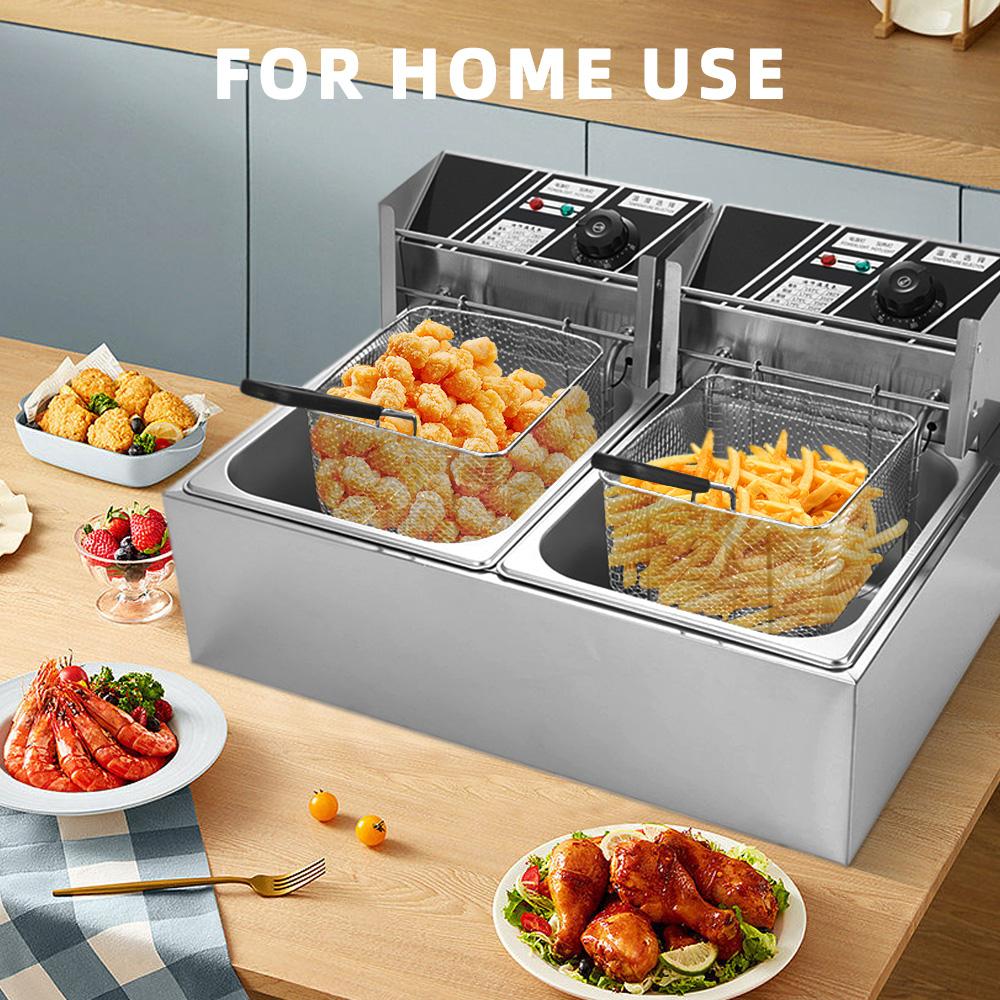Aoresac электрическая фритюрница с двумя баками и 2 корзинами емкостью 6 л * 2 электрическая настольная фритюрница