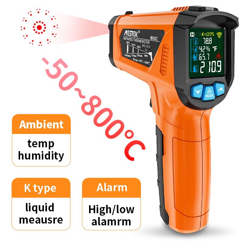Цифровой инфракрасный термометр Пирометр Тепловизор Измеритель температуры Ручной термометр с подсветкой Сигнализация