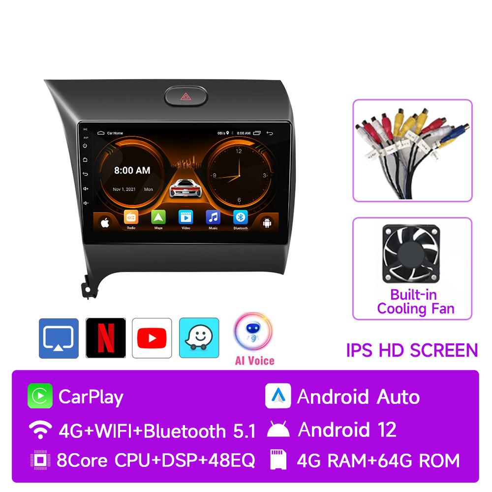 JIUYIN 9" 4G Carplay 2din Android 12 Автомагнитола Мультимедийный Видеоплеер Навигация GPS Для Kia K3 Cerato Forte 2013-2017 3 YD