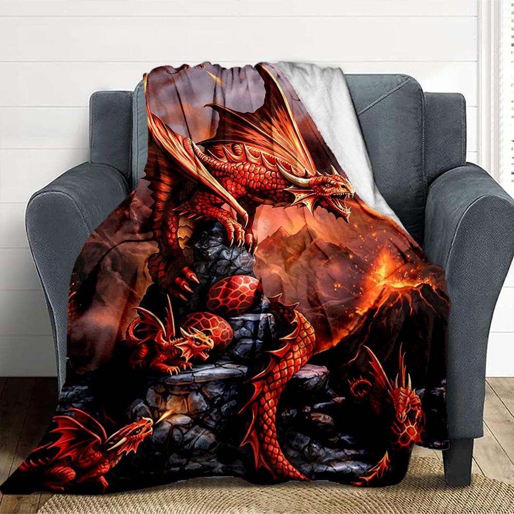 Dragon Fire Flannel Blanket Throw Blanket Soft Warm Sofa Bed Camping Home Decor Unique Christmas Gift Cs92245