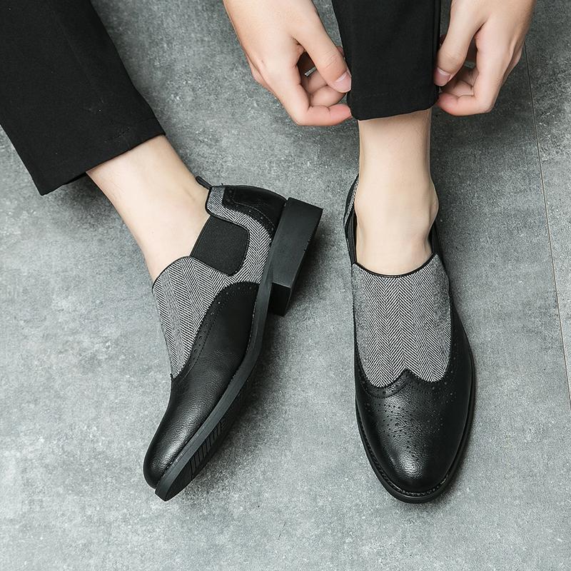 Мужские мокасины, броги, коричневые туфли с контрастной строчкой, деловые, свадебные, на выпускной, для смокинга, вечерние, туфли «Челси», большой размер