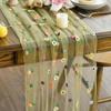 Vintage Embroidery Daisy Table Runner Boho Floral Tablecloth  Holiday Decoration