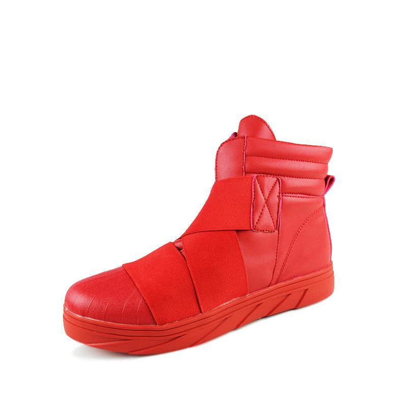 Черные британские ботильоны мужские осень и зима высокие мужские кожаные туфли уличные скейтбордические кроссовки мужские хип-хоп обувь красные