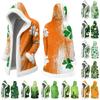Unisex Casual And Fashionable Plush Collar Hooded Long Sleeved St. Patrick's Print Jacket